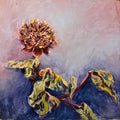 A contemplative painting from the Life After Death series, exploring how beauty, identity and presence can endure beyond physical life through the preserved form of a dried peony.