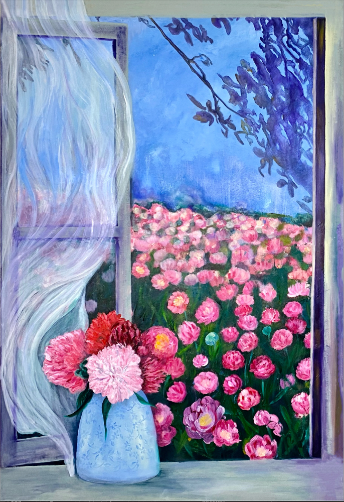 The left panel of the large scale painting Where I Longed to Be